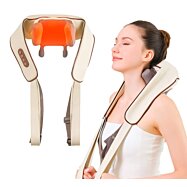 Elektrický masážny Shiatsu šál na krk a ramená – Hrejivá masáž pre uvoľnenie tela, bežová