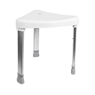 Rohová sprchová stolička TRIANGULAR nastaviteľná výška, nosnosť 150 kg - biela