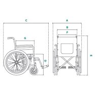 Oceľový invalidný vozík H011, šírka sedadla 46 cm, modrý