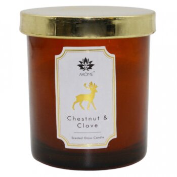 ARÔME Sviečka vo farebnom skle s viečkom Chestnut & Clove, 125 g