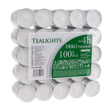 Čajové sviečky Bispol Tealights 4 h - 100 ks