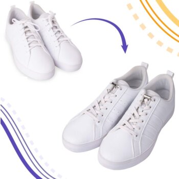 Elastické šnúrky do topánok bez viazania s kovovou sponou, Laces, biela