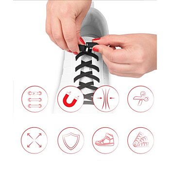 Elastické šnúrky do topánok s čiernymi magnetickými sponami Shoelaces
