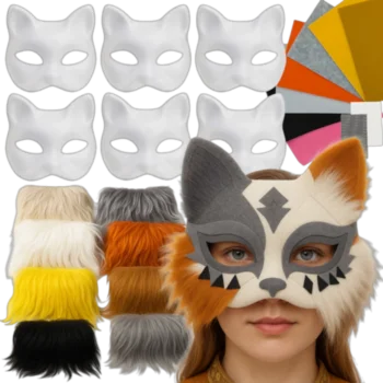 Súprava na výrobu karnevalovej masky - mačka 6 kusov s doplnkami