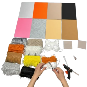 Súprava na výrobu karnevalovej masky - mačka 6 kusov s doplnkami