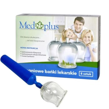 Ohňovzdorné čínske banky, sklenené s ergonomickou pumpičkou (sada 8 kusov)