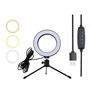 Očarujúca prstencová LED Lampa s trojnožkou, Lamp, 16 cm
