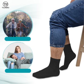 Pánske bezšvové bavlnené ponožky vrúbkové, Tulmero Socks, EU (44-46), čierne