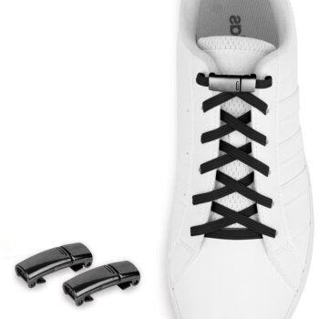 Šnúrky do topánok s čiernymi kovovými magnetickými sponami Shoelaces, čierne