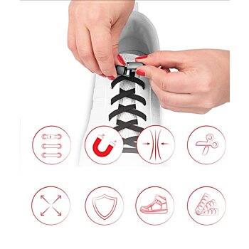 Šnúrky do topánok s čiernymi kovovými magnetickými sponami Shoelaces, čierne