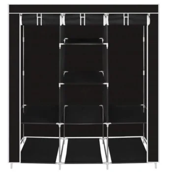Textilná prenosná šatníková skriňa čierna - 130 x 45 x 170 cm