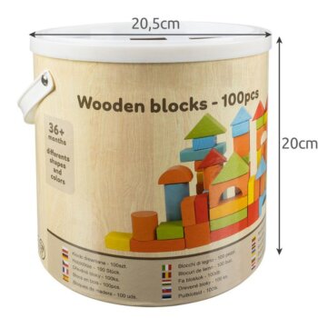 Farebné drevené kocky, Woody joy, 100 ks