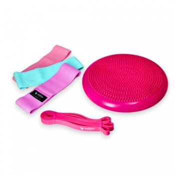 Fitness sada Pink Panther, 1 senzomotorický vankúš, 1 gumový expander, 3 expandery