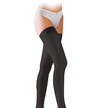 Kompresné stehenné pančuchy otvorená špička krajka Avicenum 360, M, dlhé čierne