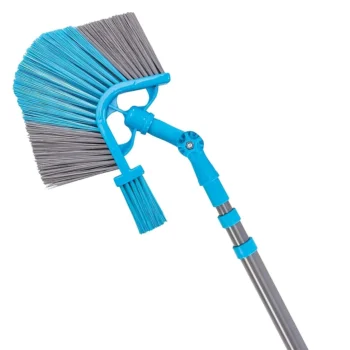 Teleskopická trojuholníková metla s čističom odkvapov a nastaviteľnou rúčkou do 3,3 m