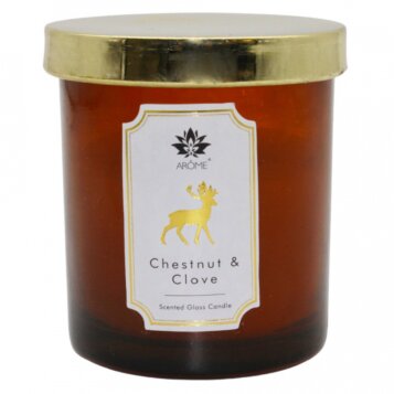 ARÔME Sviečka vo farebnom skle s viečkom Chestnut & Clove, 125 g