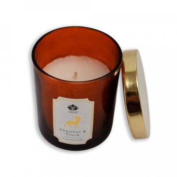 ARÔME Sviečka vo farebnom skle s viečkom Chestnut & Clove, 125 g - Náhľad