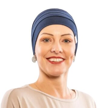 Čiapka po chemoterapii, dámska Canaver (2-vrstvová) tmavo modrá - Náhľad