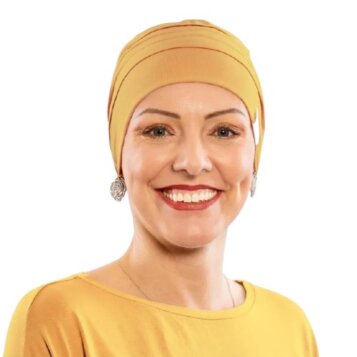 Čiapka po chemoterapii, dámska Canaver (2-vrstvová) mango - Náhľad