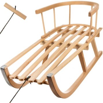 Drevené sánky s opierkou a popruhom Sled, nosnosť 100 kg