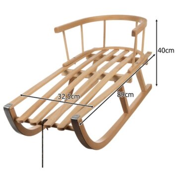 Drevené sánky s opierkou a popruhom Sled, nosnosť 100 kg - Náhľad