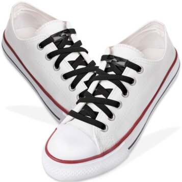 Elastické šnúrky bez viazania s čiernou kovovou sponou - čierne - Náhľad