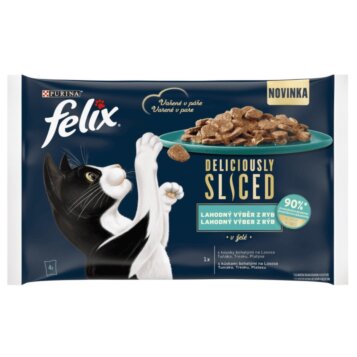 Kapsičky FELIX Deliciously sliced losos/tuniak/treska/platesa v želé 4 x 80 g