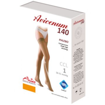 Kompresné stehenné pančuchy Avicenum 140, M, dlhé, čierne - Náhľad