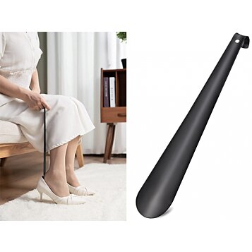 Dlhý kovový obuvák na topánky čierny, 58 cm - Náhľad