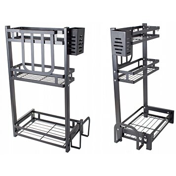 Kuchynský organizér trojpoličkový, čierny