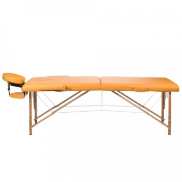 Masérsky skladací drevený stôl Wood, oranžový