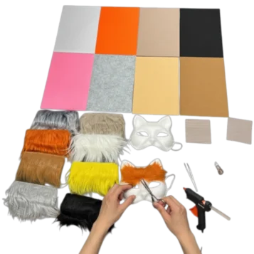 Súprava na výrobu karnevalovej masky - mačka 6 kusov s doplnkami - Náhľad