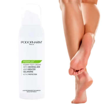 PODOPHARM PODOFLEX krémová pena na nohy s mikročasticami striebra a lastovičníkom - 125ml - Náhľad