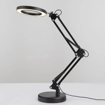 Stolová LED lampa s lupou a nastaviteľným svetlom – čierna - Náhľad