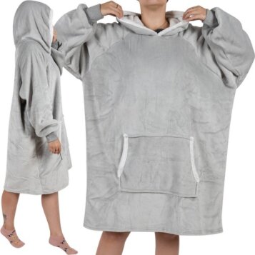 Televízna deková mikina s kapucňou, Hoodie, sivá 95 x 80 cm - Náhľad