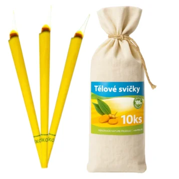 Telové sviečky v plátenom vrecku - 10 ks