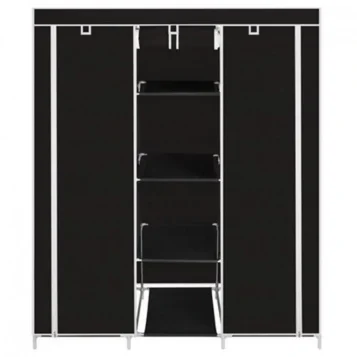 Textilná prenosná šatníková skriňa čierna - 130 x 45 x 175 cm