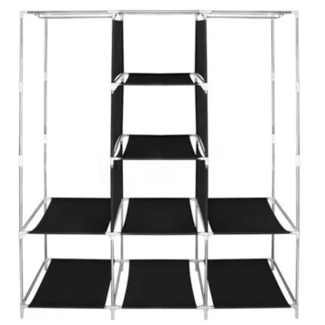 Textilná prenosná šatníková skriňa čierna - 130 x 45 x 175 cm - Náhľad