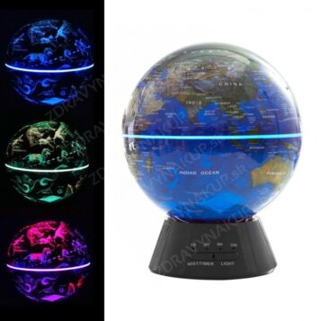 Ultrazvukový zvlhčovač vzduchu v tvare glóbusu s LED osvetlením