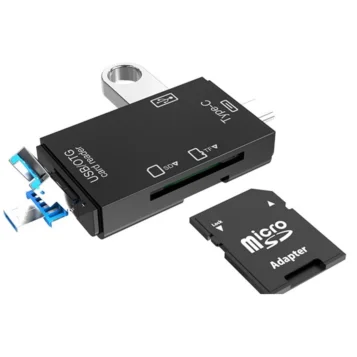 Univerzálna čítačka kariet SD microSD TF Micro USB USB-C OTG 5v1 - Náhľad