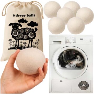Vlnené loptičky do sušičky – prírodná alternatíva aviváže, 6 ks