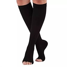 Kompresné podkolienky s otvorenou špičkou unisex, čierne