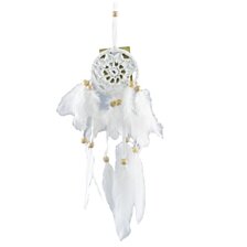 Lapač snov s pierkami 6 cm - White feather