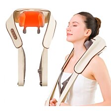 Elektrický masážny Shiatsu šál na krk a ramená – Hrejivá masáž pre uvoľnenie tela, bežová