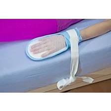 Upínací popruh s rukavicou, fixácia rúk pre pacientov proti poraneniam 
