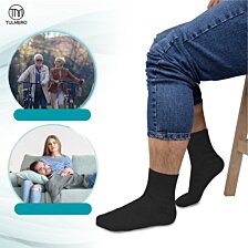 Pánske bezšvové bavlnené ponožky vrúbkové, Tulmero Socks, EU (44-46), čierne