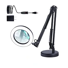 Stolová LED lampa s lupou a nastaviteľným svetlom – čierna