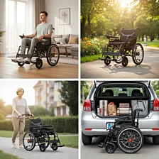 Skladací elektrický invalidný vozík 2×250 W, Li-ion 24 V/20 Ah, dojazd 15 km