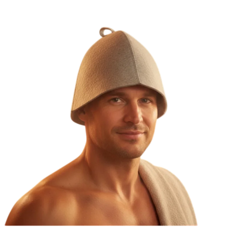 Saunová čiapka z prírodného filcu na ochranu hlavy pred prehriatím
