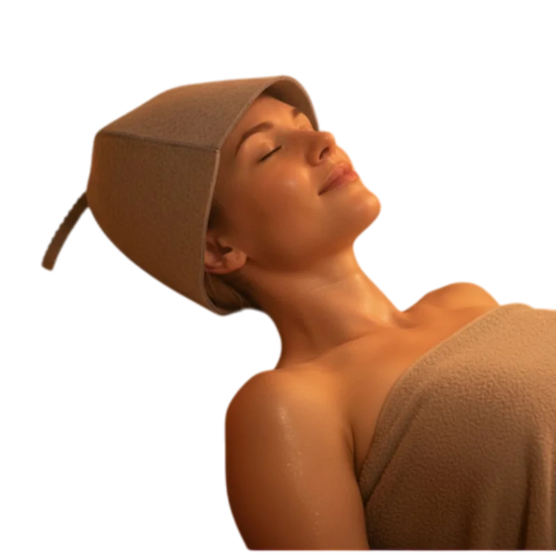 Plstená sauna čiapka z filcu na ochranu hlavy a vlasov počas saunovania